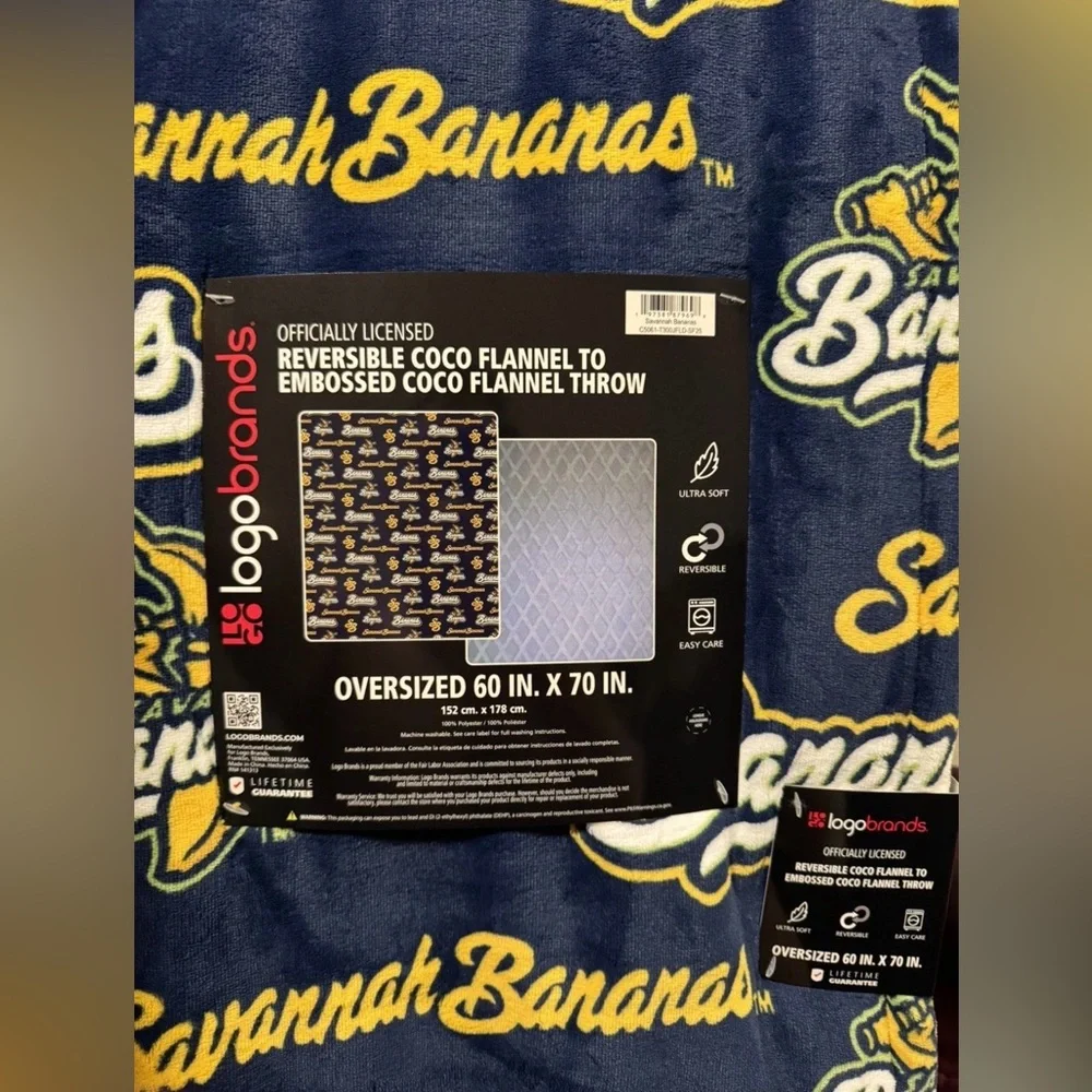 Savannah Bananas Plush Throw Blanket 60x70 Super Soft Official Baseball Team NWT